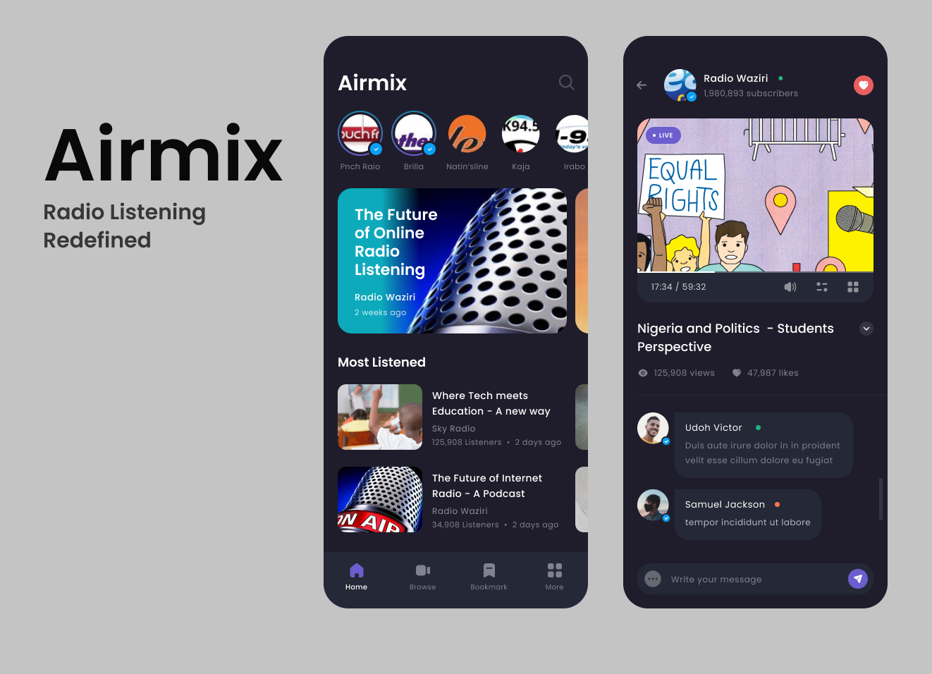 Airmix - Radio Listening App UI Concept